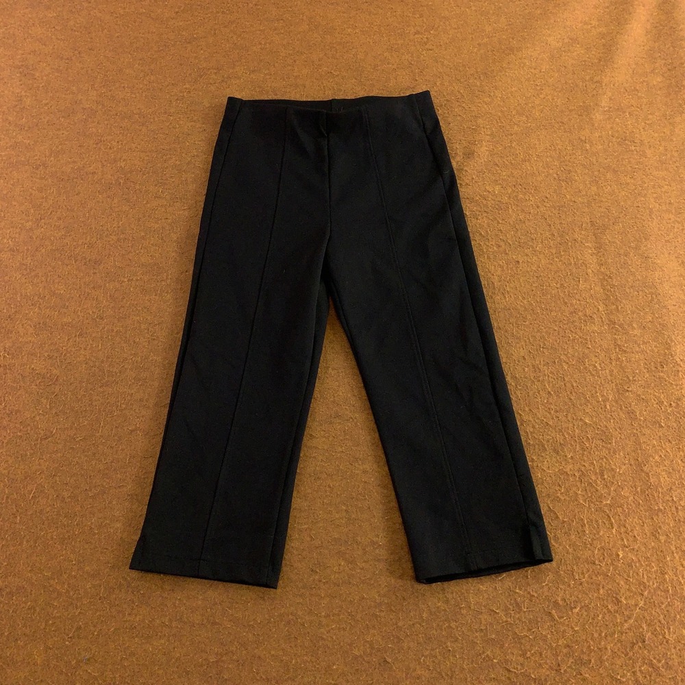 Zara Girls 13-14 Black Pintuck Seam Cropped Leggings Trousers New